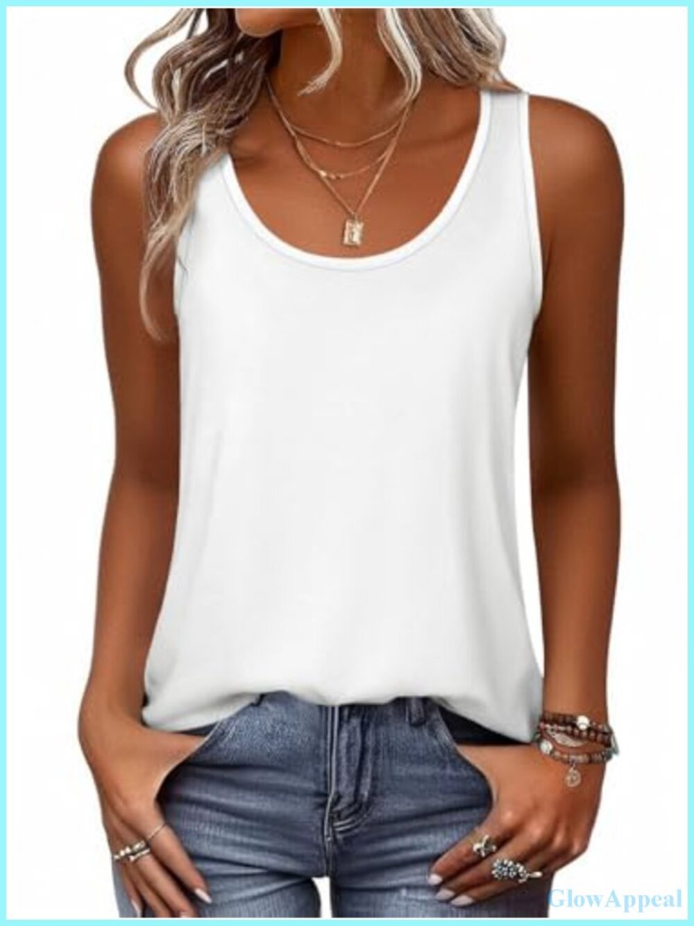 Zeagoo Womens Flowy Loose Fit Scoop Neck Tank Top Casual Summer Top Curvy Hem